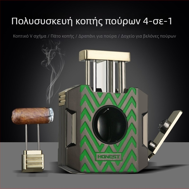 HONEST Ψαλίδι για πούρα με ελατήριο σε σχήμα V, μεταλλικό, χειροποίητο, προσαρμόσιμο