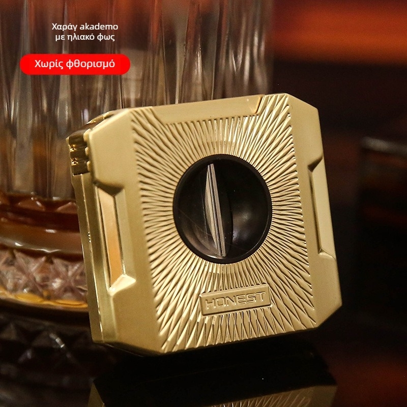 HONEST Ψαλίδι για πούρα με ελατήριο σε σχήμα V, μεταλλικό, χειροποίητο, προσαρμόσιμο