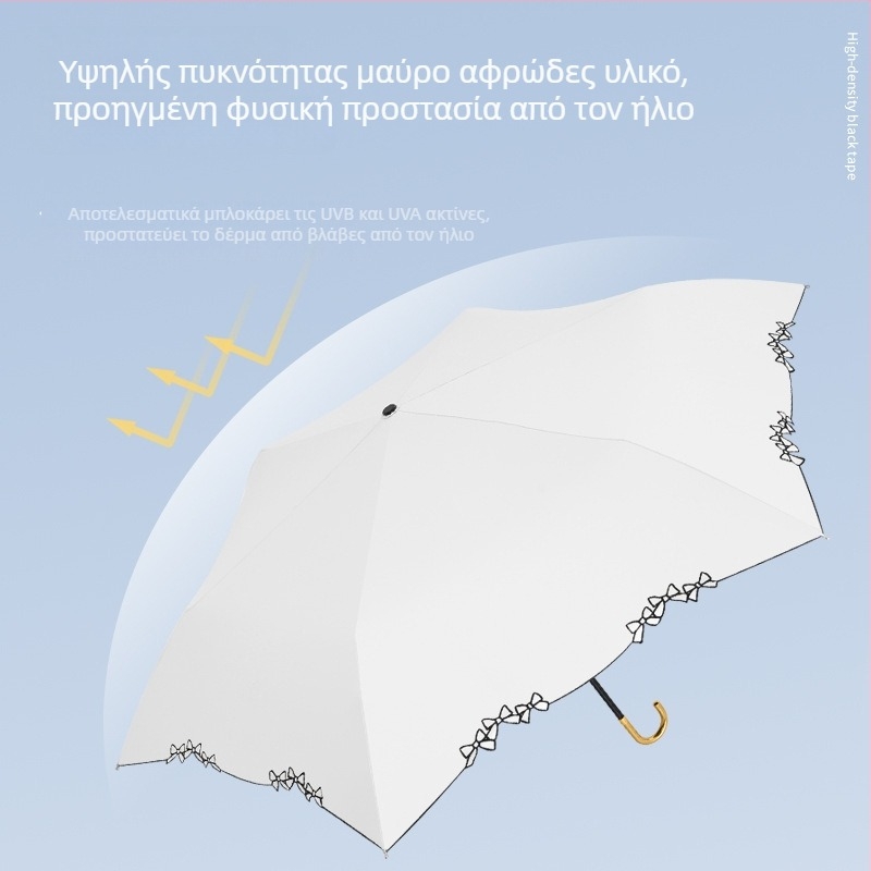 Εξαιρετικά ελαφριά αναδιπλούμενη ομπρέλα ήλίου με βινυλιωμένο πολυεστερικό ύφασμα 210T, 6 ακτίνες αλουμινίου, αλουμινένιος άξονας, λαβή από κράμα, χειροκίνητο άνοιγμα/κλείσιμο, UPF50+ προστασία UV, φορητή