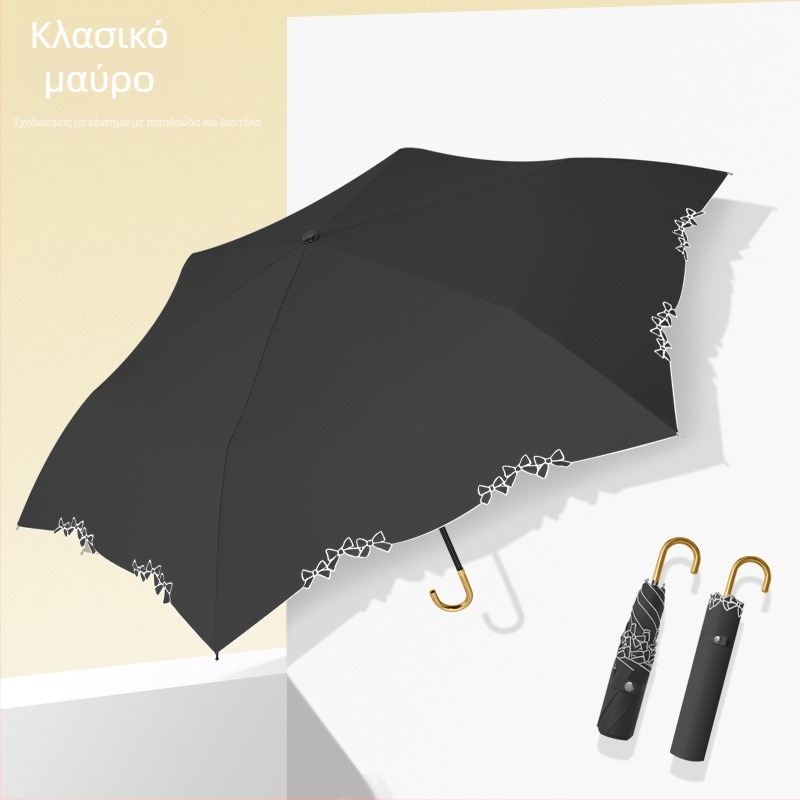 Εξαιρετικά ελαφριά αναδιπλούμενη ομπρέλα ήλίου με βινυλιωμένο πολυεστερικό ύφασμα 210T, 6 ακτίνες αλουμινίου, αλουμινένιος άξονας, λαβή από κράμα, χειροκίνητο άνοιγμα/κλείσιμο, UPF50+ προστασία UV, φορητή
