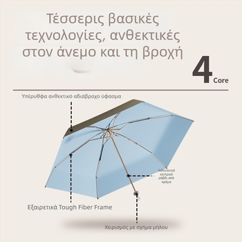 Bodini ομπρέλα για ήλιο και βροχή, UV προστασία UPF >50, συμπαγής πεντατμητή με 6 ακτίνες, χειροκίνητος μηχανισμός ανοίγματος/κλεισίματος, δυνατότητα λογότυπου