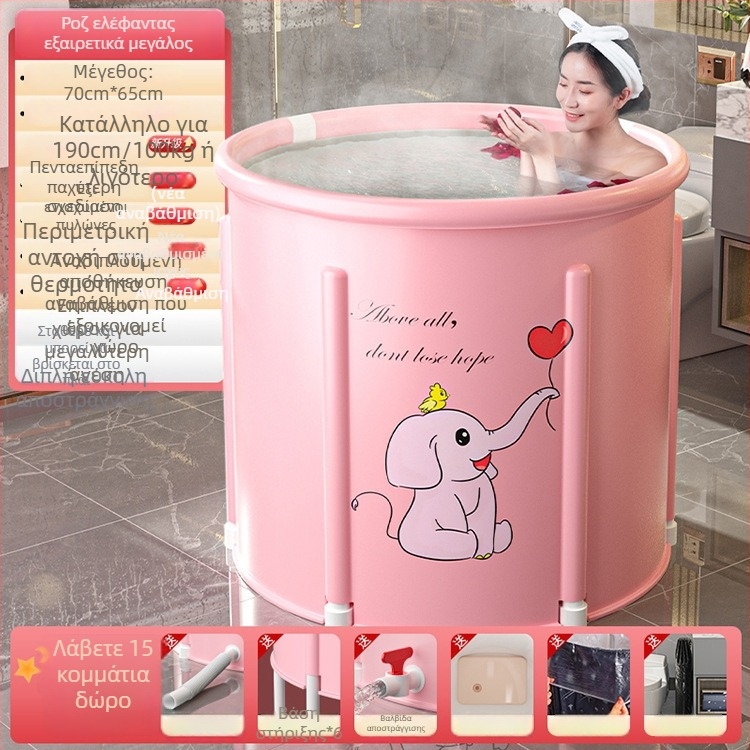 Αναδιπλούμενο θερμαινόμενο κουβά μπάνιου για ενήλικες — νάιλον ύφασμα, πλήρες μπάνιο ολόσωμου σώματος