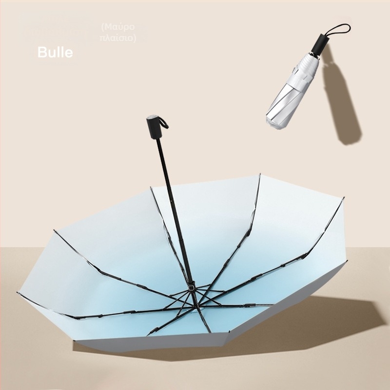 Ομπρέλα με οκτώ ραβδές, τριπλής πτύχωσης, ύφασμα 190T, σκελετός από κράμα, λαβή από ξύλο, UPF50+