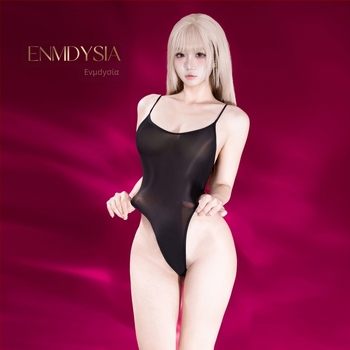 Polyester διαφανές κορμάκι με τιράντες, χωρίς ραφές, υψηλή ελαστικότητα, ανοιχτό καβάλο