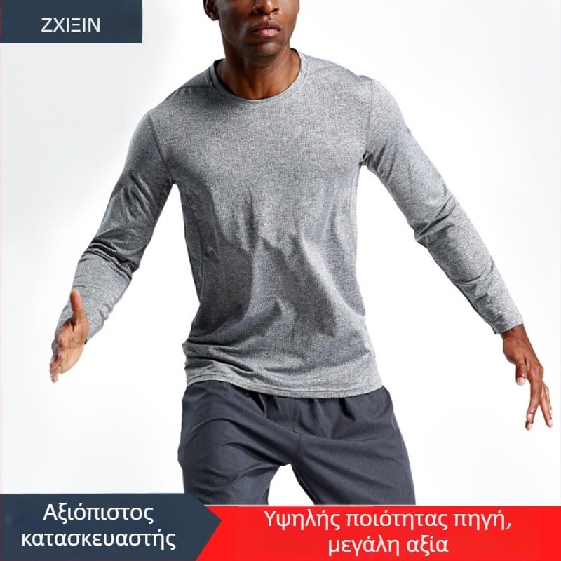 Zhixin ανδρικό μακρυμάνικο αθλητικό τοπ με γρήγορο στέγνωμα για τρέξιμο, μπάσκετ και γυμναστική – πολυεστερική μίξη με 2% σπάντεξ, άνετη εφαρμογή, κατάλληλο για χειμώνα, άνοιξη και φθινόπωρο