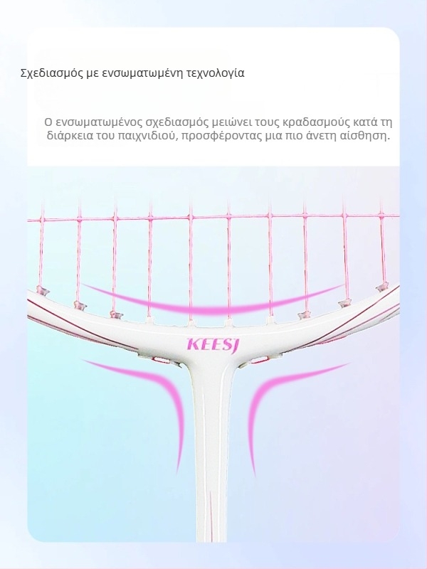 Μπάντμιντον ρακέτα – πλαίσιο από ανθρακονημάτα, βάρος 85–89 g, άμεσο χτύπημα, κατάλληλη για αρχάριους