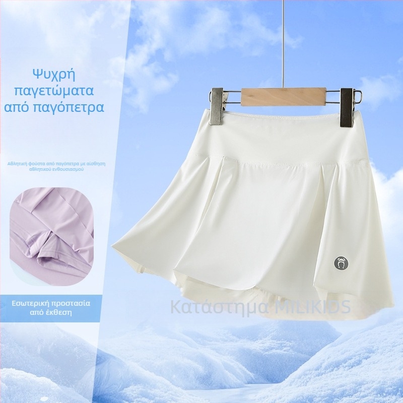 Κοριτσίστικη φούστα μπιτμίντον με πλισέ, γρήγορο στέγνωμα Ice Silk, ύφασμα 89,1% νάιλον, γραμμή Α, επένδυση από νάιλον, καλοκαίρι