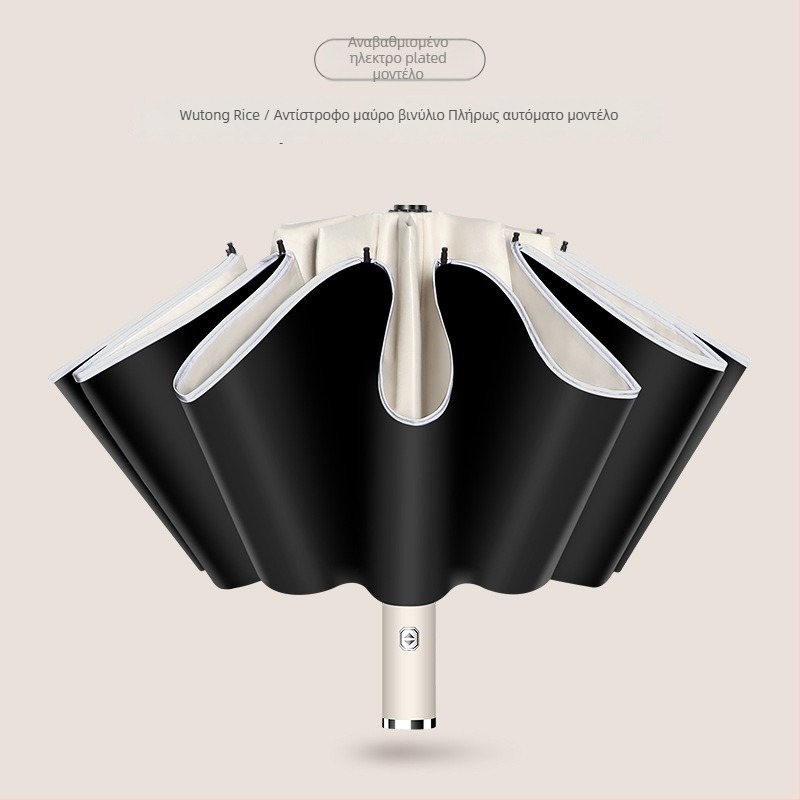 Αυτόματη ομπρέλα τρίπλευρη με 8 ακτίνες, πλαστική κουκούλα, λαβή από αλουμίνιο