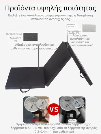 Αναδιπλούμενο στρώμα γυμναστικής με παχυσμένο σφουγγάρι και επικάλυψη από καμβά, κατάλληλο για κοιλιακές ασκήσεις, καλιστηνική γυμναστική και χορό (οικιακές προπονήσεις) (1 τεμάχιο)