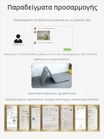 Αναδιπλούμενο στρώμα γυμναστικής με παχυσμένο σφουγγάρι και επικάλυψη από καμβά, κατάλληλο για κοιλιακές ασκήσεις, καλιστηνική γυμναστική και χορό (οικιακές προπονήσεις) (1 τεμάχιο)