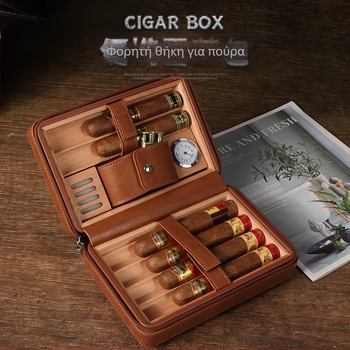 Humidor για πούρα Forten από δέρμα και ξύλο — κλασικό, απλό, ελαφρώς πολυτελές στυλ, χωρίς παραμετροποίηση