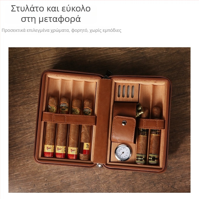 Humidor για πούρα Forten από δέρμα και ξύλο — κλασικό, απλό, ελαφρώς πολυτελές στυλ, χωρίς παραμετροποίηση