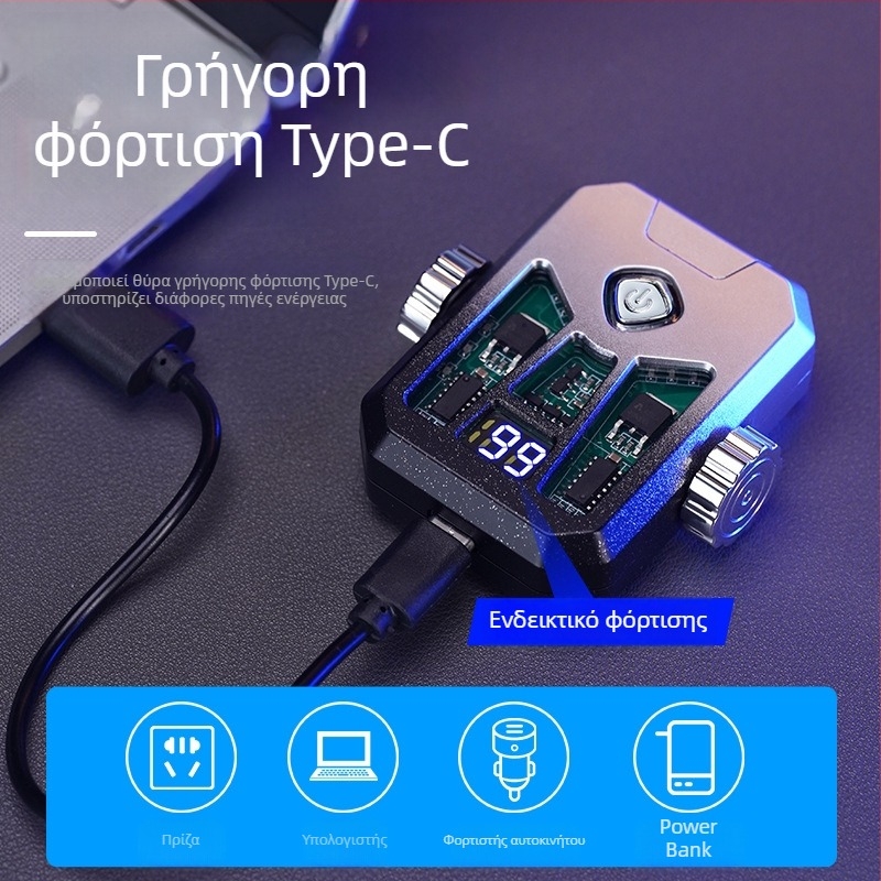 Honglin αναπτήρας σε Mecha στυλ, διπλό τόξο, επαναφορτιζόμενος, LED λαμπτήρας - μέταλλο, βουτάνιο - δώρο για τον φίλο