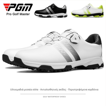 PGM γκολφ παπούτσια ανδρών, διαπνέον επάνω από μικροϊνες δέρμα, αντιολισθητική εξωτερική σόλα από καουτσούκ, χαμηλό σχέδιο, βαμβακερή επένδυση