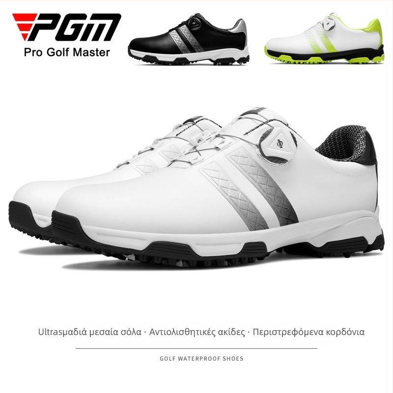 PGM γκολφ παπούτσια ανδρών, διαπνέον επάνω από μικροϊνες δέρμα, αντιολισθητική εξωτερική σόλα από καουτσούκ, χαμηλό σχέδιο, βαμβακερή επένδυση