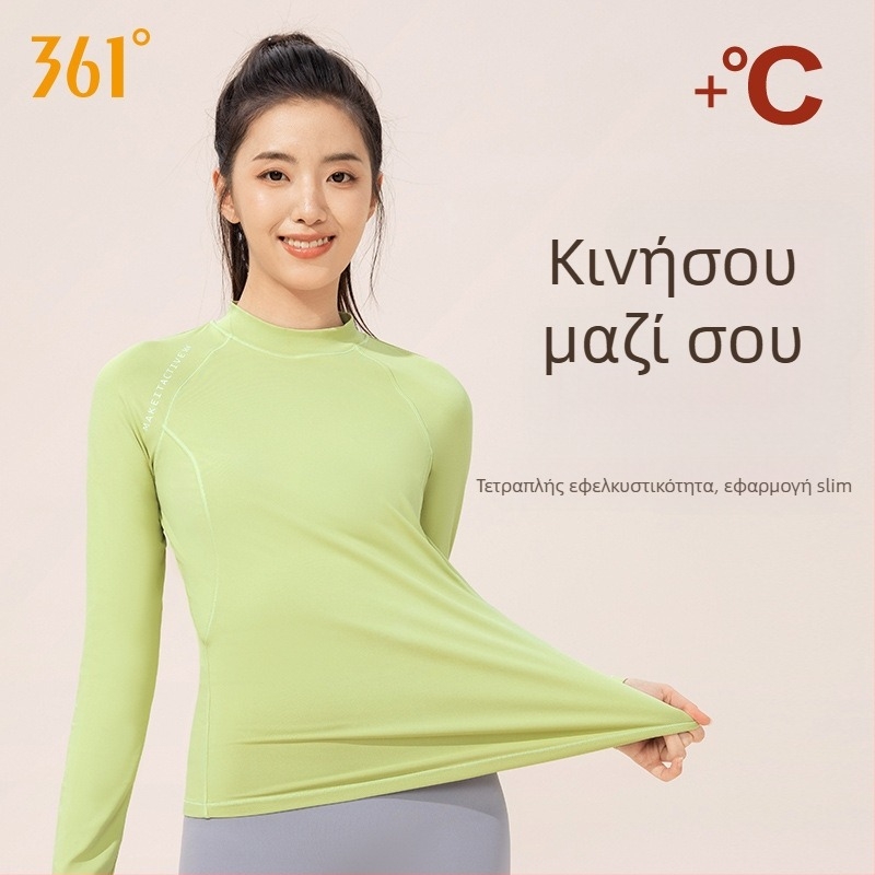 361 Γυναικείος Τοπ Γιόγκα Με Μακρύ Μανίκι Για Φθινόπωρο – Φλις Εσωτερικό, Πολυεστέρας 78%