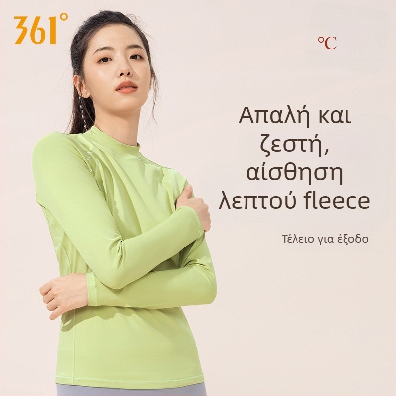 361 Γυναικείος Τοπ Γιόγκα Με Μακρύ Μανίκι Για Φθινόπωρο – Φλις Εσωτερικό, Πολυεστέρας 78%