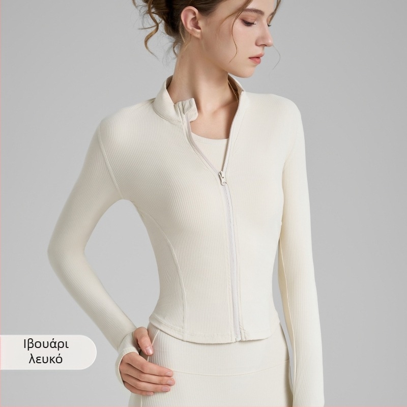 Ζακέτα γιόγκα για γυναίκες, μακριά μανίκια, μήκος μέχρι τους γοφούς, ύφασμα πολυαμίδιο-σπαντέξ, σύνθεση 75% νάιλον 25% σπάντεξ, υψηλή ελαστικότητα