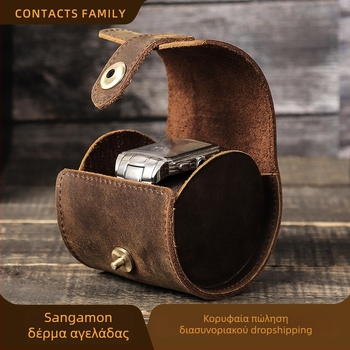 Ρετρό χειροποίητο κουτί αποθήκευσης ρολογιών από δέρμα Crazy Horse, φορητό για ταξίδια, μονή συσκευασία