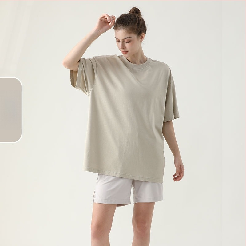 Γιόγκα T-shirt, χαλαρή γραμμή, μεσαίου μήκους, κοντά μανίκια, αναπνεύσιμο ύφασμα από 100% βαμβάκι