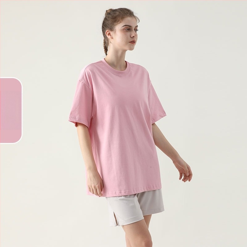 Γιόγκα T-shirt, χαλαρή γραμμή, μεσαίου μήκους, κοντά μανίκια, αναπνεύσιμο ύφασμα από 100% βαμβάκι