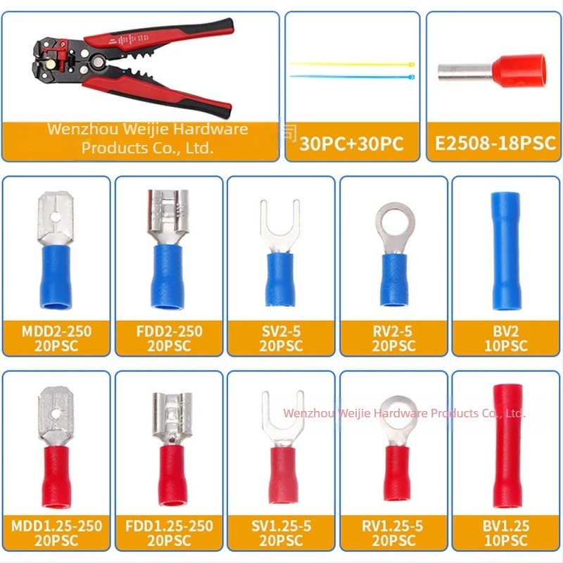 Weijie Σετ τερματικών τύπου σωληνοειδούς με ψυχρή συμπίεση, 260 τεμάχια, αυτοκινητικά ηλεκτρονικά