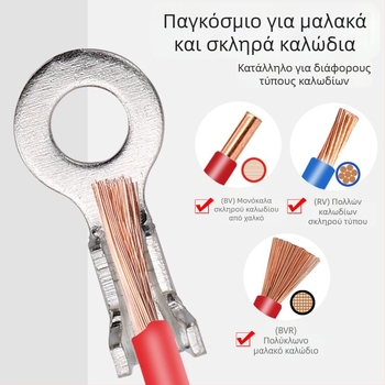 Κύκλιος γειωτικός ακροδέκτης με ψυχρή πρέσα, Ο-σχήματος συνδετήρας καλωδίου και ελατηριώδες βύσμα