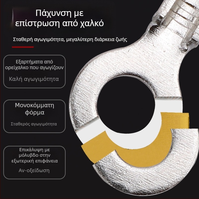 Κύκλιος γειωτικός ακροδέκτης με ψυχρή πρέσα, Ο-σχήματος συνδετήρας καλωδίου και ελατηριώδες βύσμα