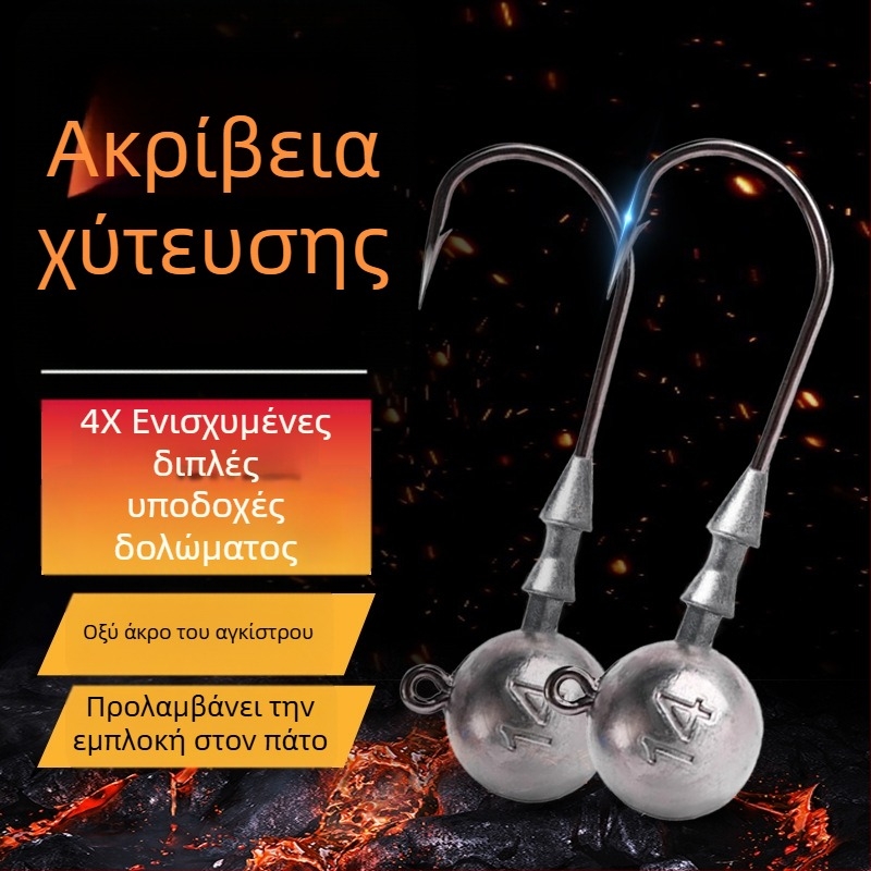 Αγκίστρι κεφαλής μ molύβδου, με ακίδες, 50 τεμάχια ανά κουτί, για ποταμούς, λίμνες και φράγματα — Thousand Carp Lai