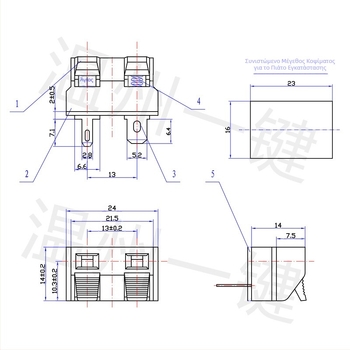 Κλιπ σύνδεσης 2 θέσεων WP2-27B με τετράγωνη εξωτερική βάση καλωδίωσης – για πολεμική βιομηχανία