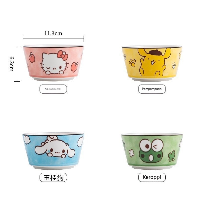 Πορσελάνινο κύπελλο ρυζιού με καρτούν μοτίβο, στρογγυλό σχήμα, κατάλληλο για φούρνο μικροκυμάτων, δυνατότητα λογότυπου, φινίρισμα υπό γλάσο — για παιδιά
