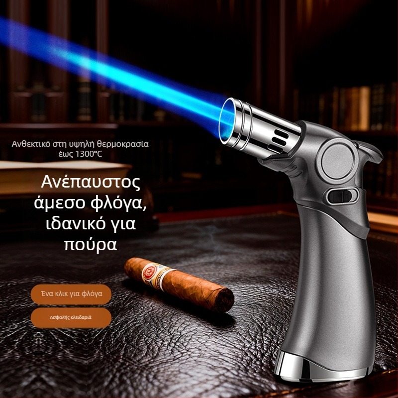 Αναπτήρας τριών φλογών, ανθεκτικός στον άνεμο, για πούρες και υπαίθρια μαγειρική, με βουτάνιο καύσιμο, μεταλλικό σώμα