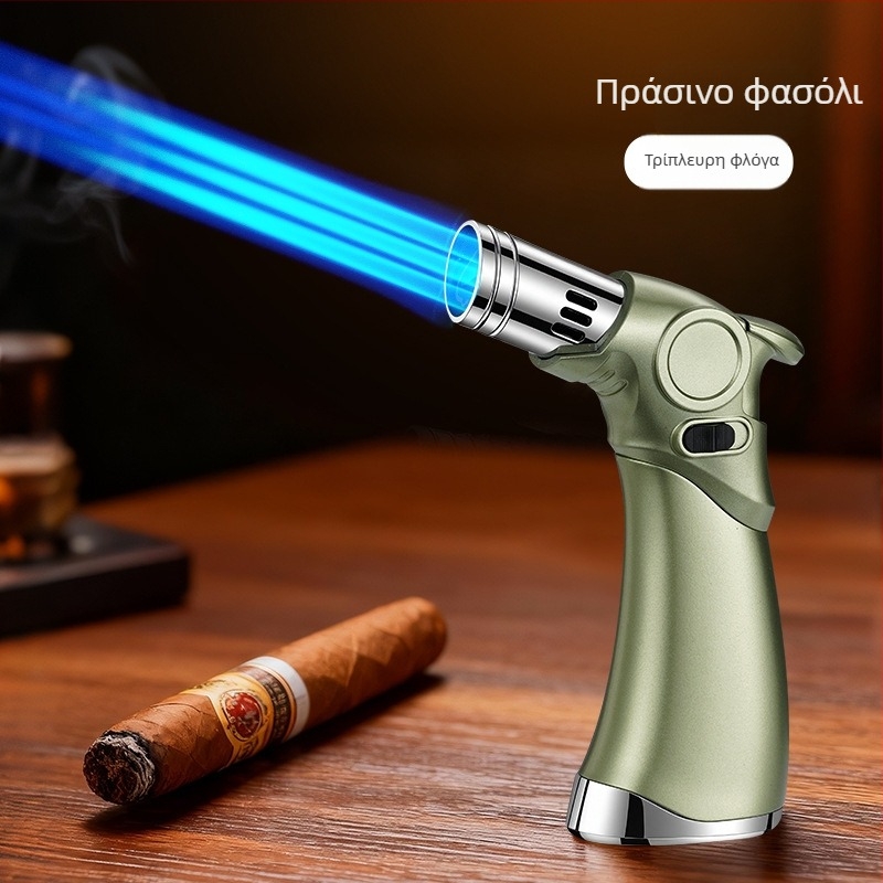 Αναπτήρας τριών φλογών, ανθεκτικός στον άνεμο, για πούρες και υπαίθρια μαγειρική, με βουτάνιο καύσιμο, μεταλλικό σώμα