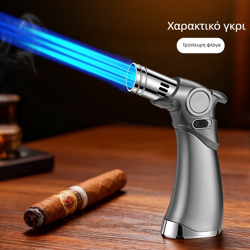 Αναπτήρας τριών φλογών, ανθεκτικός στον άνεμο, για πούρες και υπαίθρια μαγειρική, με βουτάνιο καύσιμο, μεταλλικό σώμα