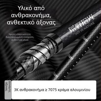 3K ανθρακονημάτων πεζοπορικό κοντάρι, τριών τμημάτων τηλεσκοπικό, υπερ-ελαφρύ, EVA λαβή, 174 g