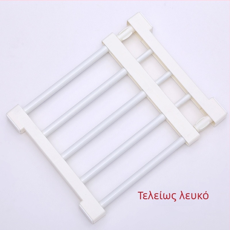 Επεκτάσιμο ράφι αποθήκευσης για ντουλάπες με διαχωριστικά, χωρίς βίδες και κόλλα, για ντουλάπες και μπάνιο; Υλικό: ABS + χάλυβας με άνθρακα; Τοποθέτηση: όρθιο; Στυλ: δημιουργικό; 1 επίπεδο