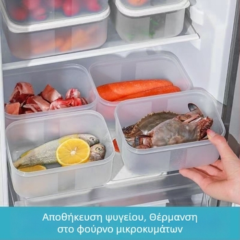 Κουτί Αποθήκευσης Τροφίμων από PP, Διαφανές, Φορητό, Κατάλληλο για φούρνο μικροκυμάτων, Συμβατό με κατάψυξη