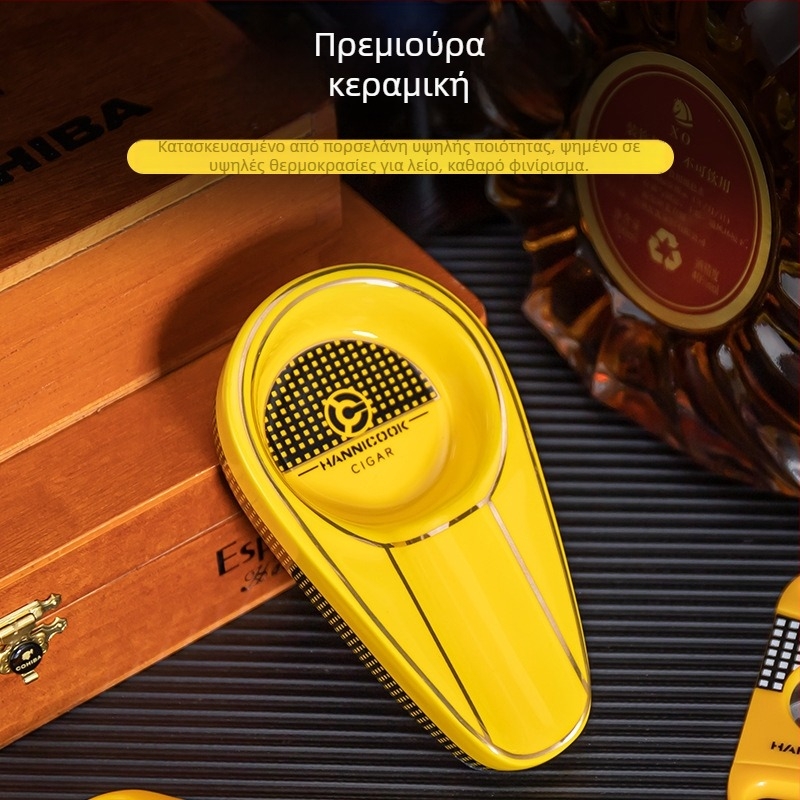 Σετ εργαλεία πούρων HANNICOOK: Ανοξείδωτο V-κοπτικό, ψαλίδι με επίπεδο στόμιο, τρυπητήρας για πούρα, τασάκι