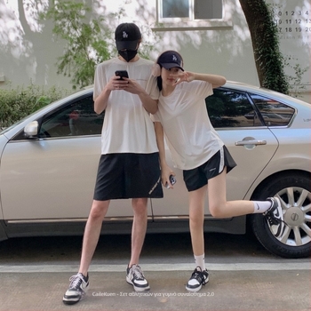 Θερινό unisex αθλητικό σετ — διαπνέον, γρήγορο στέγνωμα, κοντό μανίκι, στρογγυλός λαιμός, 30% spandex