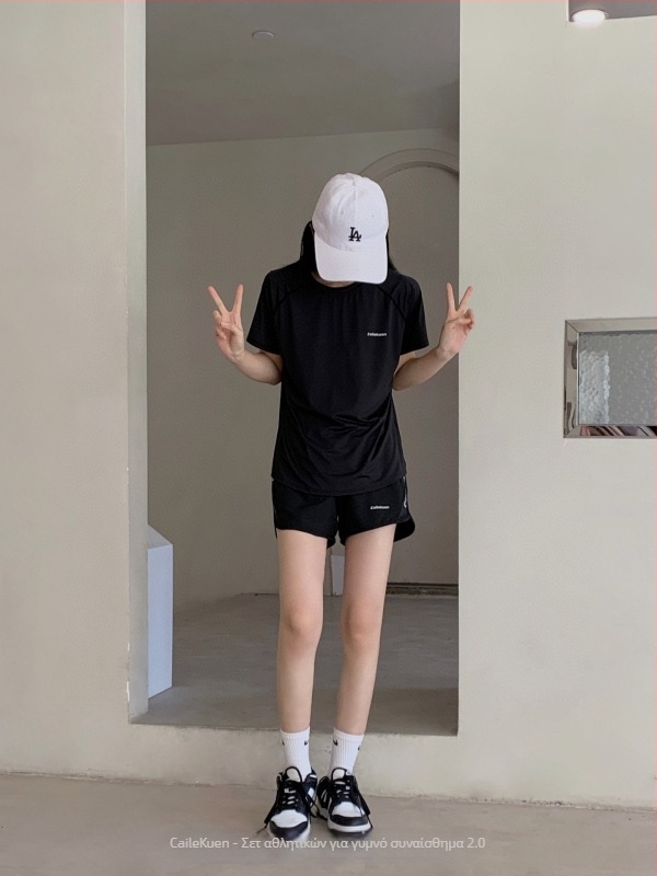 Θερινό unisex αθλητικό σετ — διαπνέον, γρήγορο στέγνωμα, κοντό μανίκι, στρογγυλός λαιμός, 30% spandex