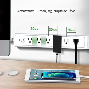 Πολυπρίζα με 6 πρίζες και θύρα USB φόρτισης, προστασία από υπερφόρτωση, ABS περίβλημα ανθεκτικό στη φλόγα, CE πιστοποίηση