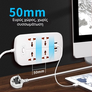 Jishun flame-retardant Type-C power strip, 10A, 250V AC