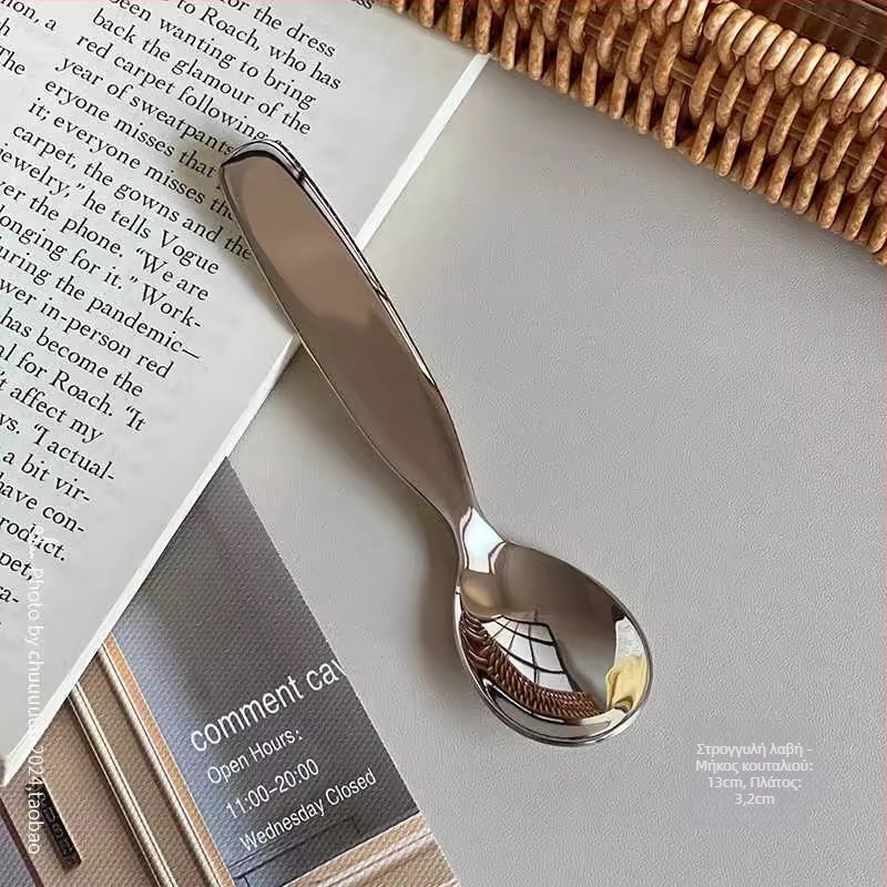 Σετ πιρούνι και κουτάλι για μωρά, 304 ανοξείδωτο ατσάλι, τροφίμου ποιότητας, ευρεία λαβή, φινίρισμα καθρέφτη