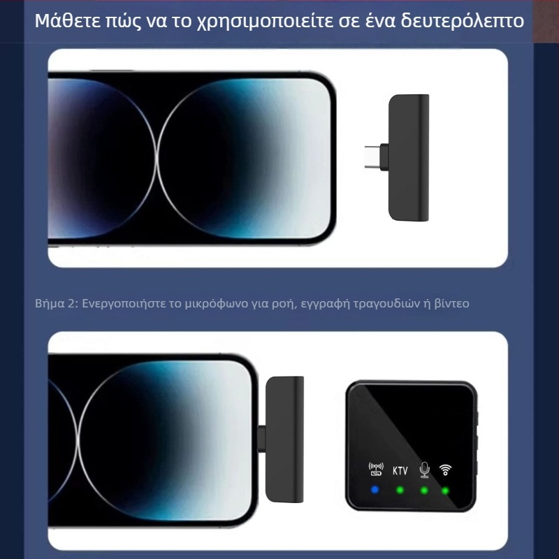 Κλιπ-μικρόφωνο για ζωντανές μεταδόσεις και επαγγελματική ηχογράφηση, πολυκατευθυντικό, Bluetooth 5.3, εύρος συχνοτήτων 20 Hz-20 kHz, SNR ≥60 dB, διάρκεια μπαταρίας 1-3 h