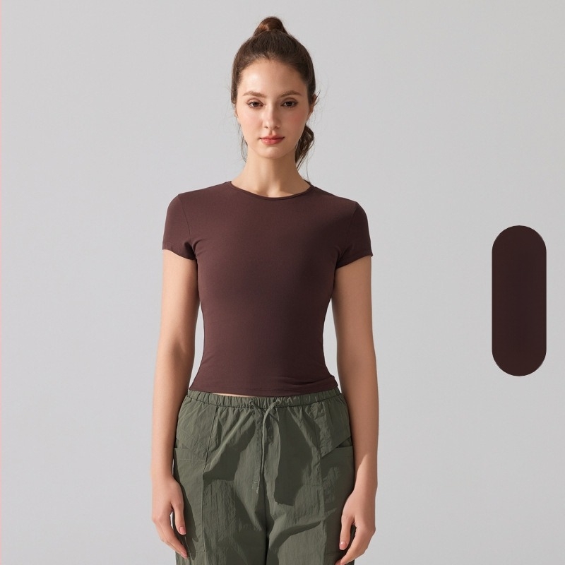 Γυναικείο T-shirt γιόγκα με κοντά μανίκια, διαπνέουσα και γρήγορα στεγνώνοντας ύφασμα Cloud Sense Pro, σύνθεση 87,9% νάιλον, 12,1% σπάντεξ, Slim-fit