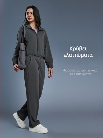 Γυναικεία ζακέτα με κουκούλα και φερμουάρ, χαλαρή γραμμή για τρέξιμο και γυμναστική, φθινοπωρινή-χειμερινή, ύφασμα μίγμα βαμβάκι-πολυεστέρα με 52% πολυεστέρα, επένδυση από βαμβάκι.