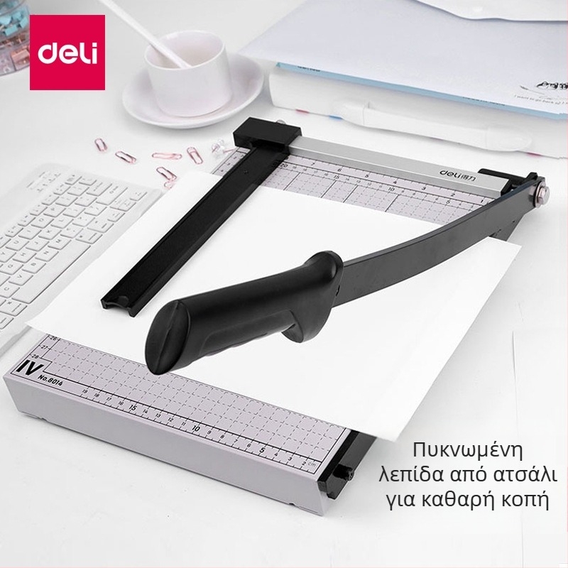 Deli 8014 κοπτήρας χαρτιού, μεταλλικός, χειροκίνητος