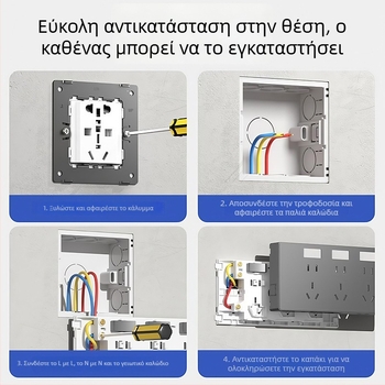 Επιφανειακά τοποθετούμενο πάνελ επέκτασης πρίζας με 21 οπές, διακόπτης ισχύος, σώμα από φωσφορ μπρονζέ, 10 A, 250 V AC, μοντέλο με ένα γκαν και πολλαπλά ανοίγματα