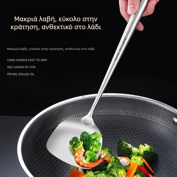 Hiaini σετ μαγειρικής σπατούλας από ανοξείδωτο ατσάλι 316 με μακριά λαβή и μεγάλη κουτάλα σούπας – αντοχή σε υψηλές θερμοκρασίες, δυνατότητα εκτύπωσης λογοτύπου