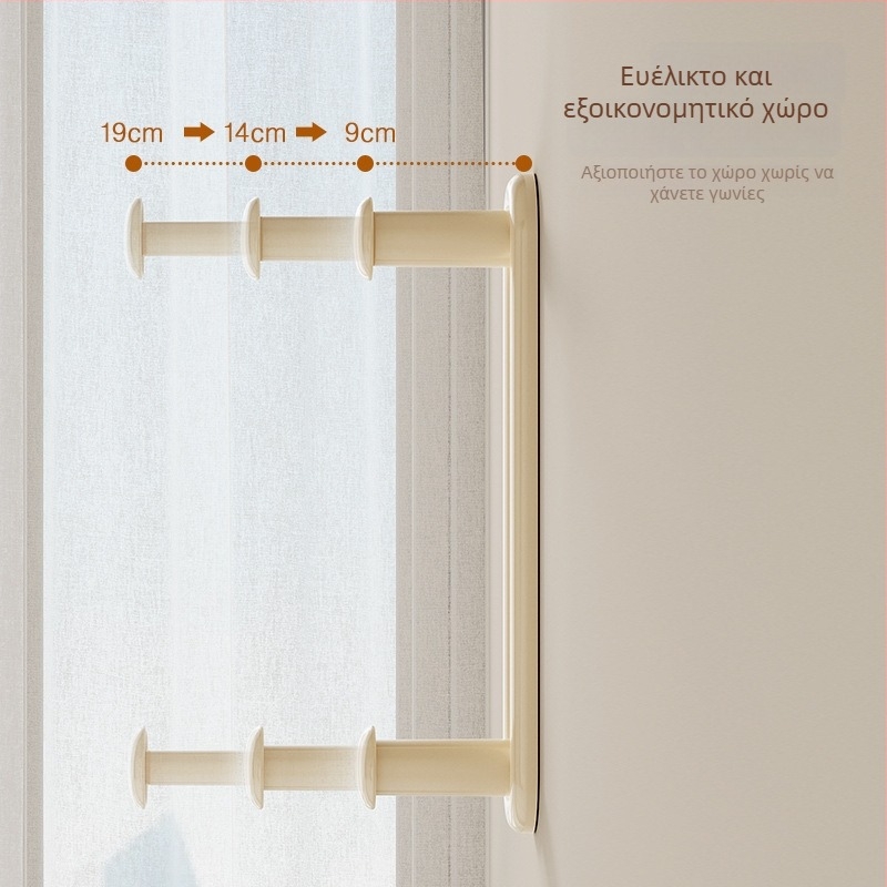 Αναδιπλόμενος αποθηκευτικός ράφι κρεμάστρων τοίχου – χωρίς τρύπες, ABS, 2 επίπεδα, στήριξη με αναρρόφηση